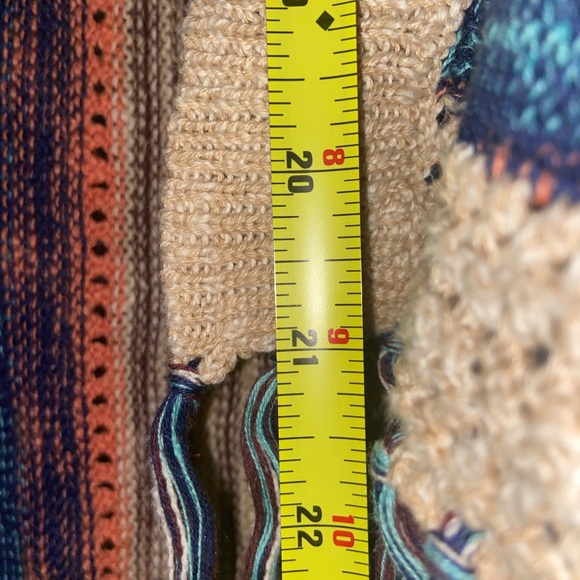 Su & Lola Boho Bright Striped Fringe Open Front Cardigan - Size Medium - Picture 5 of 10